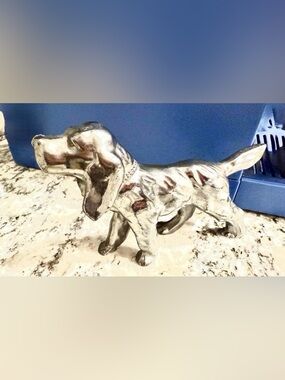 Vintage Cast Metal Sculpture Of A Hunting Dog Irish Made In Japa